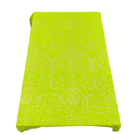 Luna Stretch Sequins Nylon Spandex Mesh Fabric - 4-Way Stretch, Sequin Design, 60" Width (1 Yard)