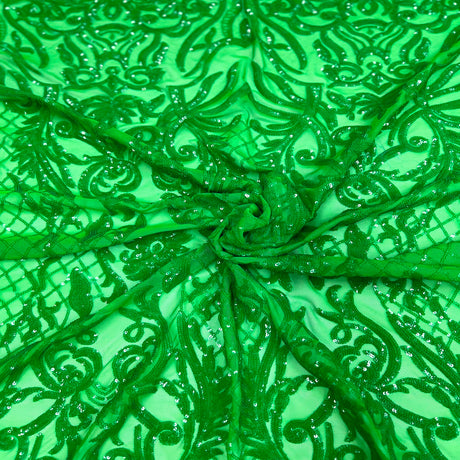 Luna Stretch Sequins Nylon Spandex Mesh Fabric - 4-Way Stretch, Sequin Design, 60" Width (1 Yard)