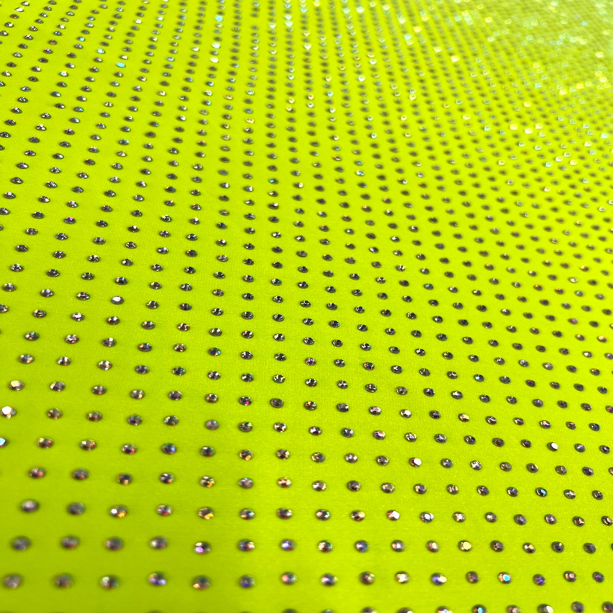 Iridescent AB Rhinestone Spandex Fabric - 85% Polyester 15% Spandex, 54" Width (1 Yard)