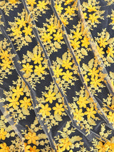Yellow 3D Floral Scalloped Mesh Lace