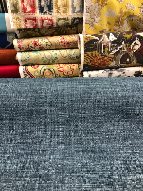 Metro Blue Polyester Upholstery Fabric - Blue Modern Texture, 56" Width (1 Yard)