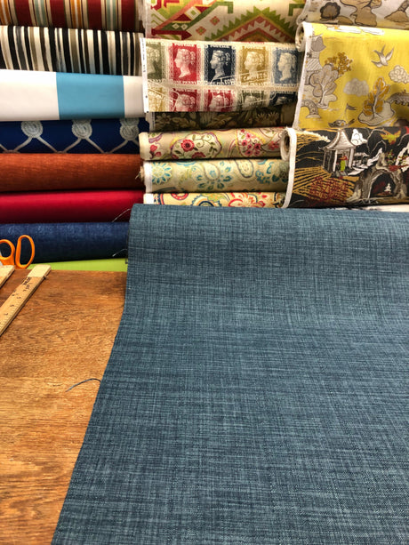 Metro Blue Polyester Upholstery Fabric - Blue Modern Texture, 56" Width (1 Yard)