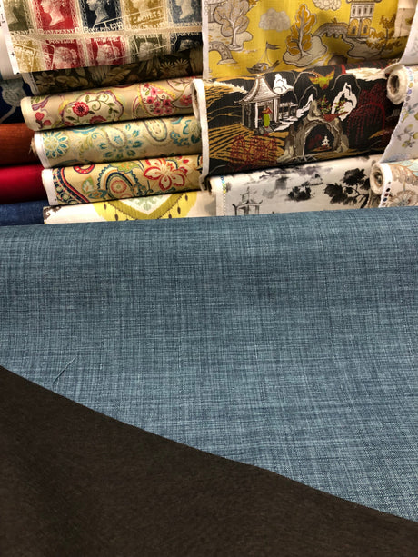 Metro Blue Polyester Upholstery Fabric - Blue Modern Texture, 56" Width (1 Yard)