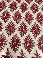Burgundy 3D Flower Scalloped Mesh Lace