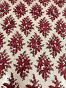 Burgundy 3D Flower Scalloped Mesh Lace