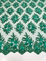 3D Flower Scalloped Mesh Lace