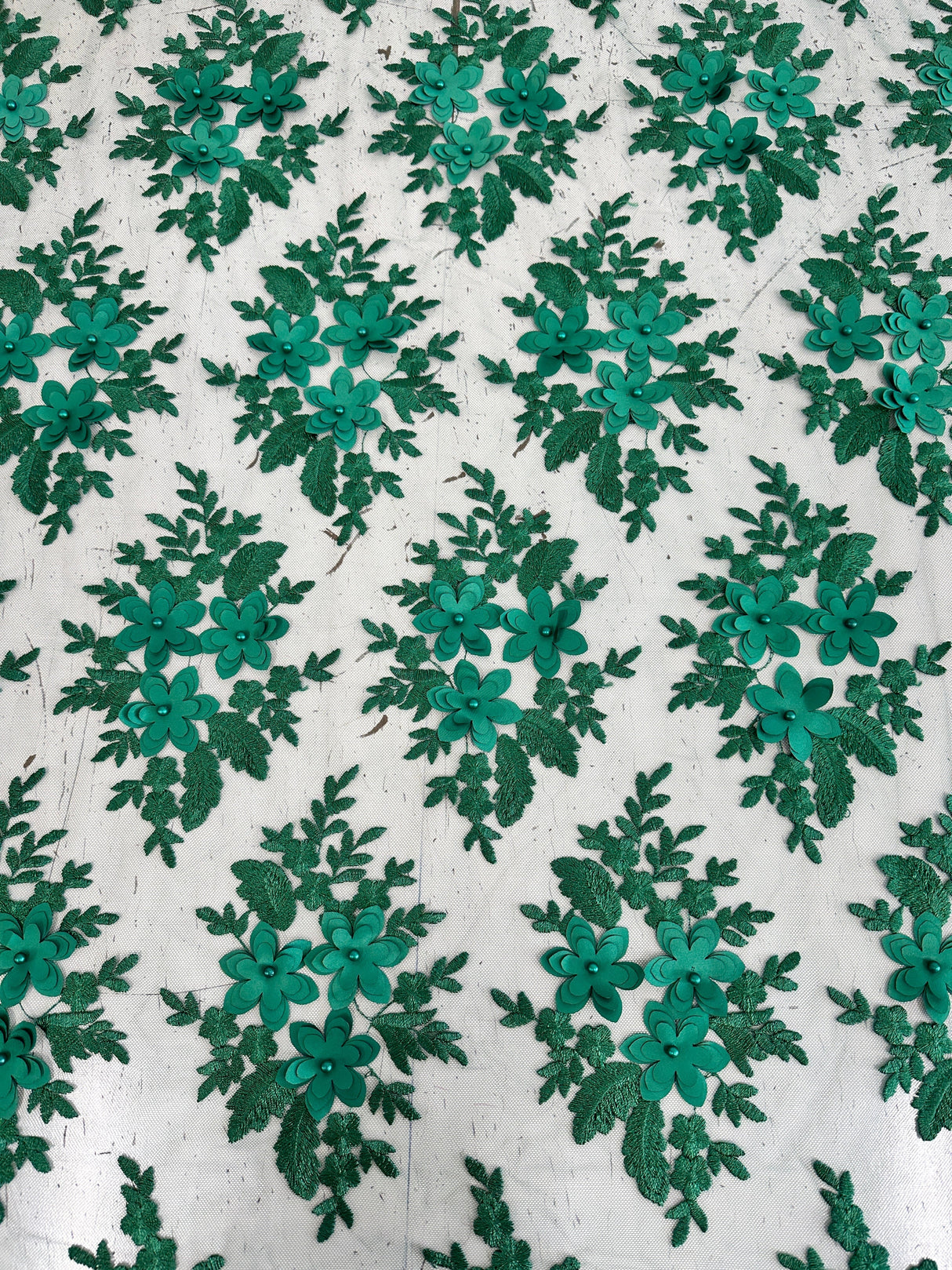 3D Flower Scalloped Mesh Lace