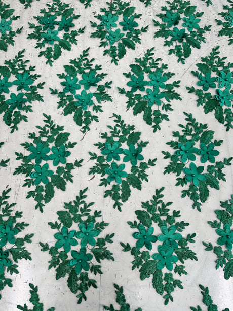 3D Flower Scalloped Mesh Lace
