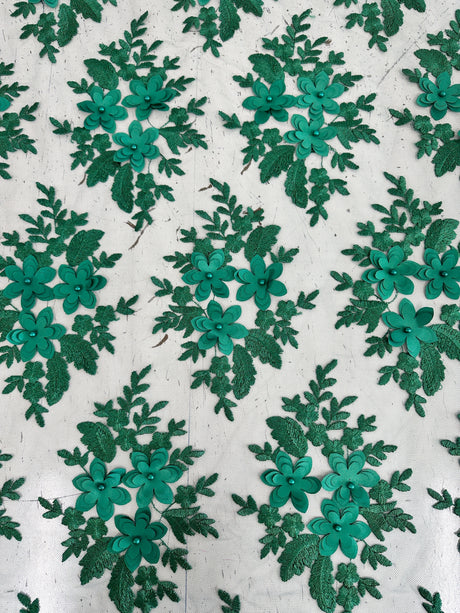 3D Flower Scalloped Mesh Lace