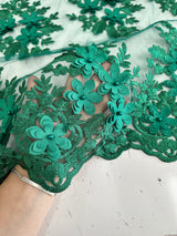 3D Flower Scalloped Mesh Lace