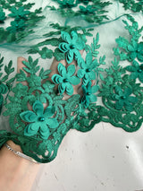 3D Flower Scalloped Mesh Lace