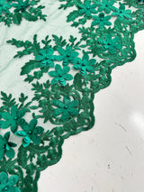 3D Flower Scalloped Mesh Lace