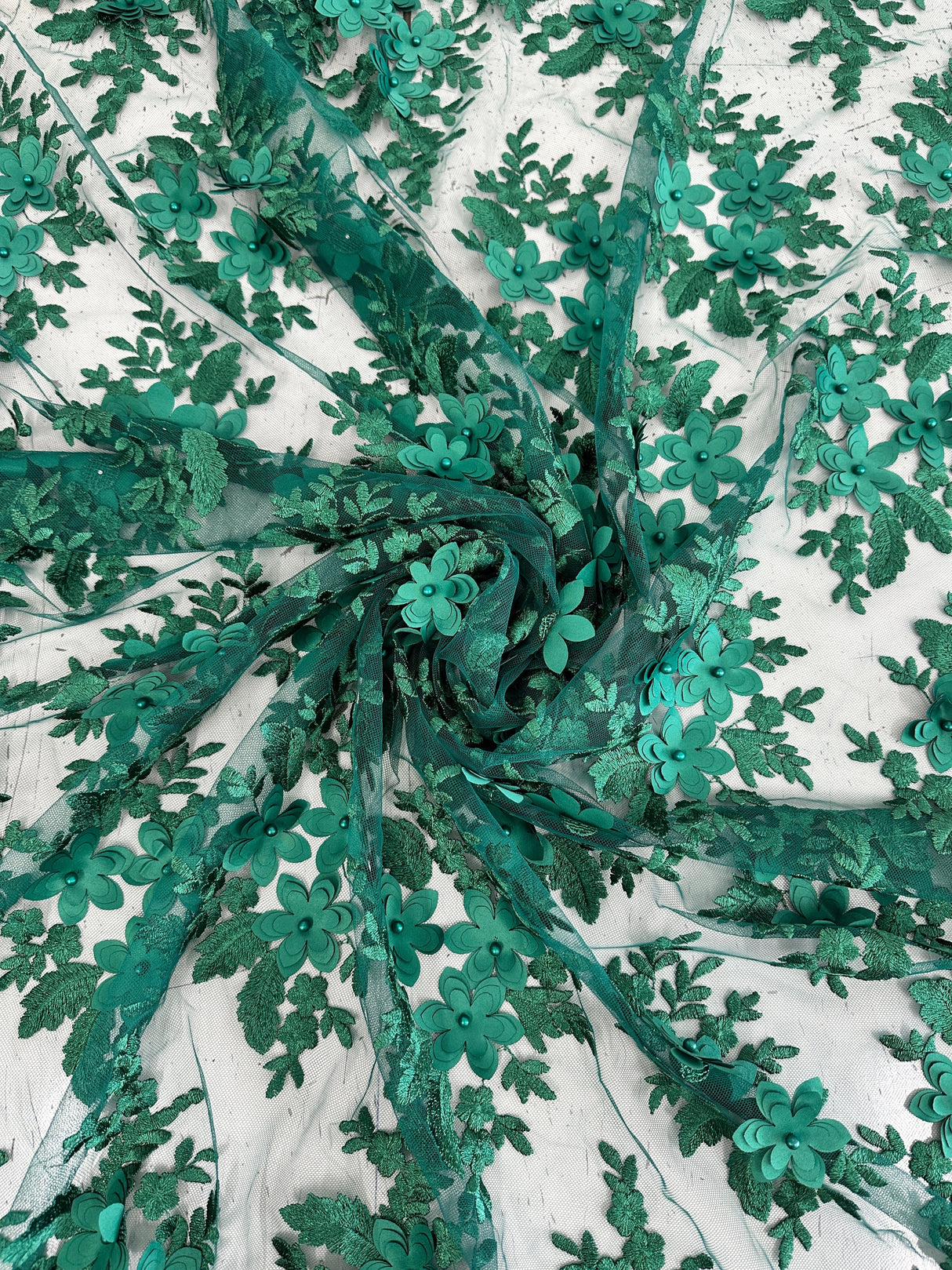 3D Flower Scalloped Mesh Lace
