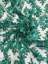 3D Flower Scalloped Mesh Lace