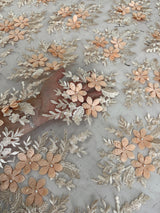 3D Flower Scalloped Mesh Lace Peach