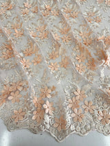 3D Flower Scalloped Mesh Lace Peach