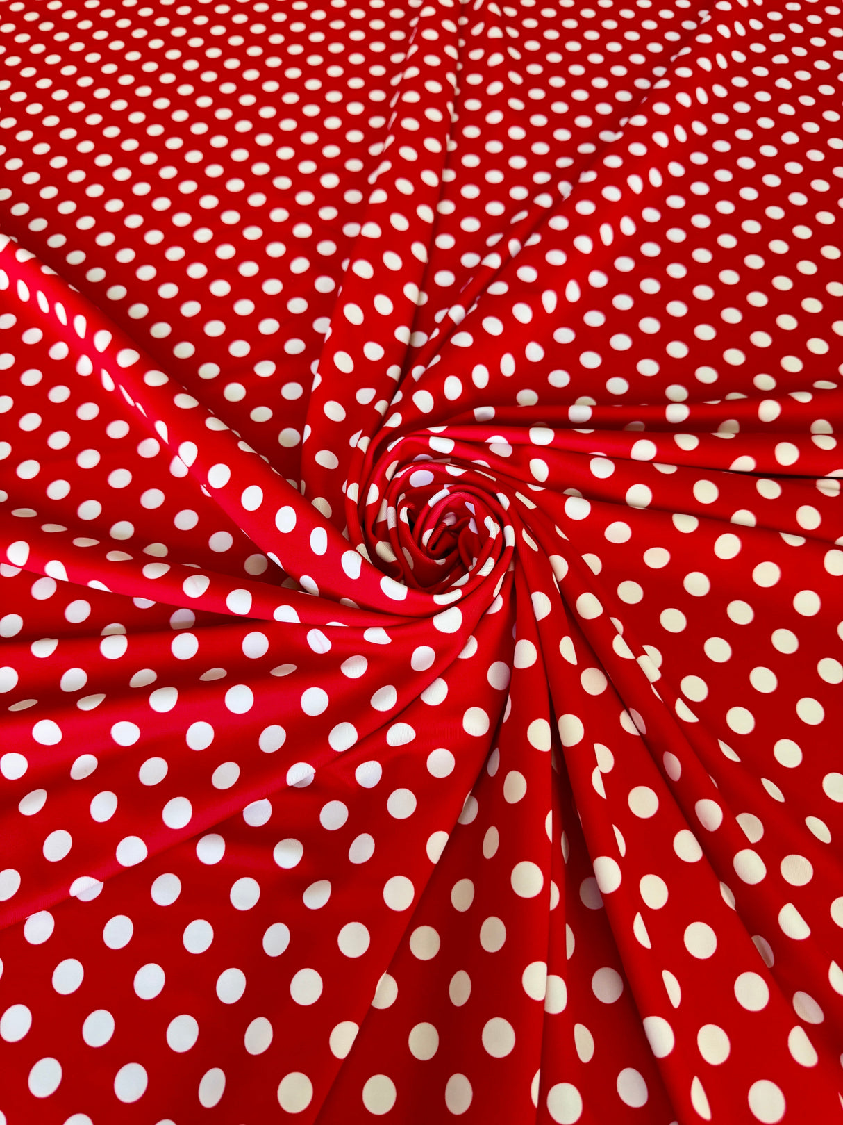 Printed Nylon Spandex Red Polka Dot