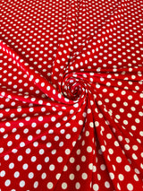 Printed Nylon Spandex Red Polka Dot