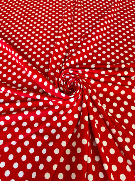 Printed Nylon Spandex Red Polka Dot