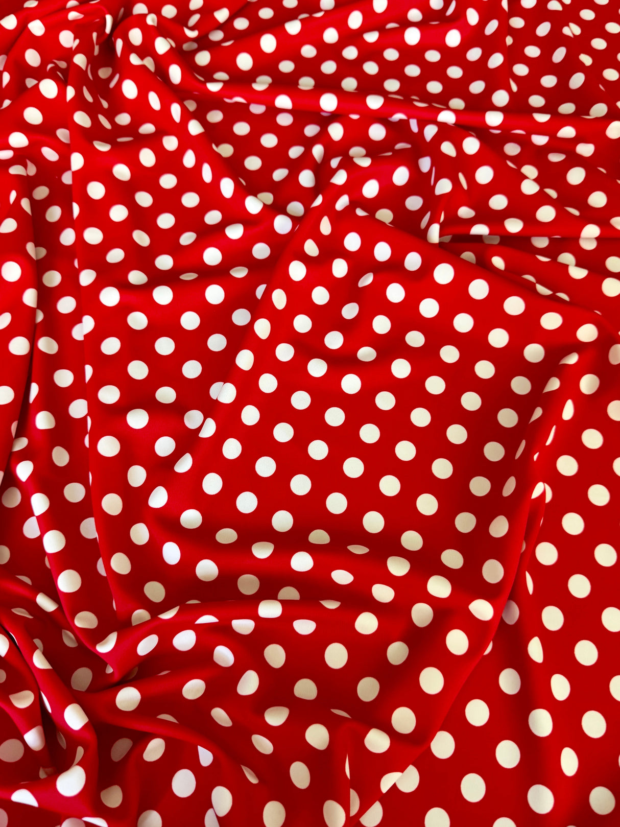 Printed Nylon Spandex Red Polka Dot