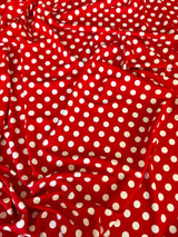 Printed Nylon Spandex Red Polka Dot