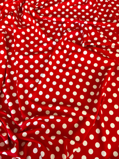 Printed Nylon Spandex Red Polka Dot
