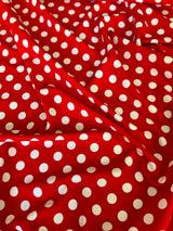 Printed Nylon Spandex Red Polka Dot