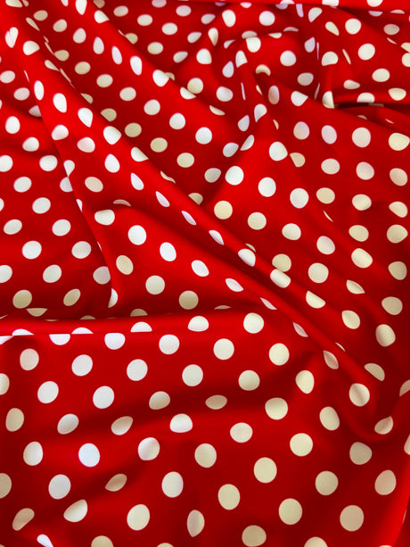 Printed Nylon Spandex Red Polka Dot
