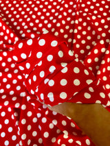 Printed Nylon Spandex Red Polka Dot