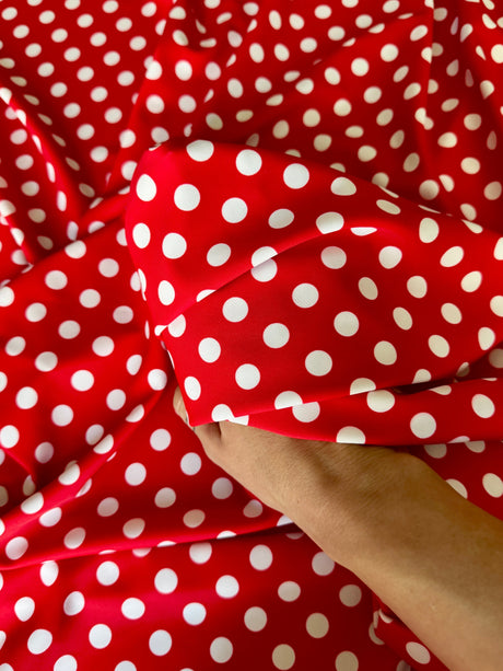 Printed Nylon Spandex Red Polka Dot