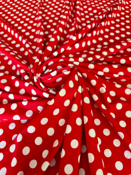 Printed Nylon Spandex Red Polka Dot