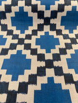 Paty Blue Bird Eye Linen Upholstery Fabric - Blue Bird Eye Diamond Pattern, 56" Width (1 Yard)