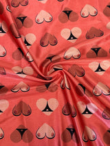Printed Nylon Spandex Cheeky Hearts Orange