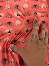 Printed Nylon Spandex Cheeky Hearts Orange