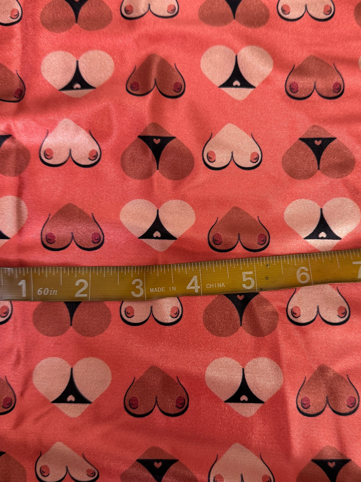 Printed Nylon Spandex Cheeky Hearts Orange