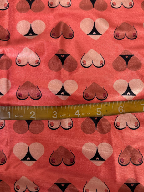 Printed Nylon Spandex Cheeky Hearts Orange