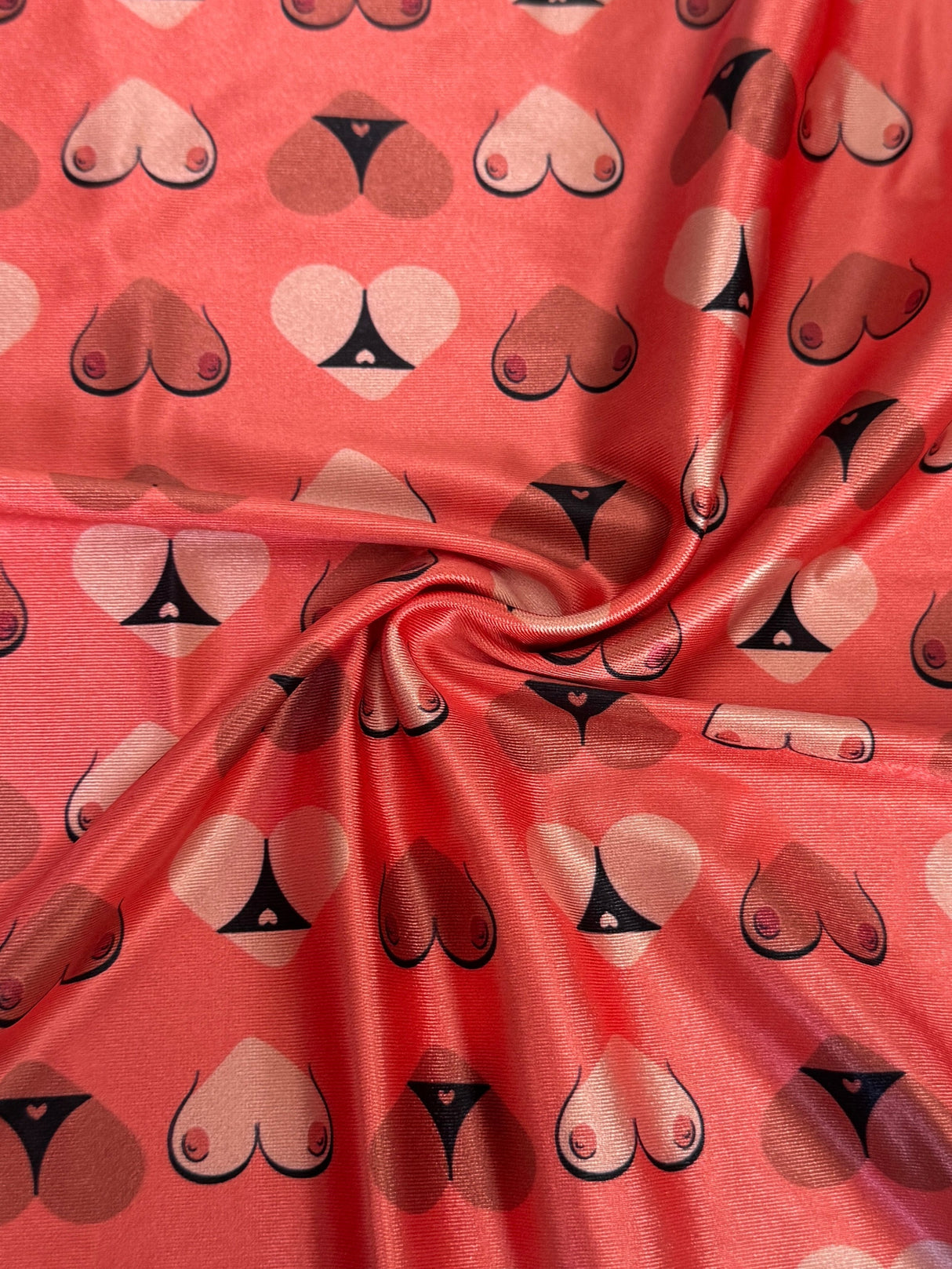 Printed Nylon Spandex Cheeky Hearts Orange