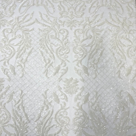 Luna Stretch Sequins Nylon Spandex Mesh Fabric - 4-Way Stretch, Sequin Design, 60" Width (1 Yard)