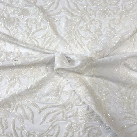 Luna Stretch Sequins Nylon Spandex Mesh Fabric - 4-Way Stretch, Sequin Design, 60" Width (1 Yard)