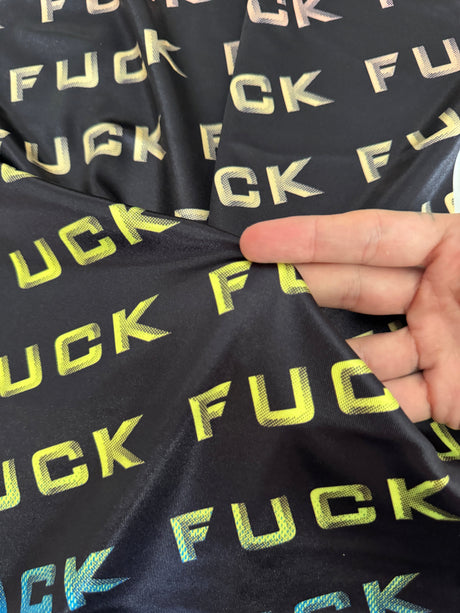 Printed Nylon Spandex Neon Graphic Text