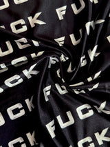 Printed Nylon Spandex Black & White Bold Text