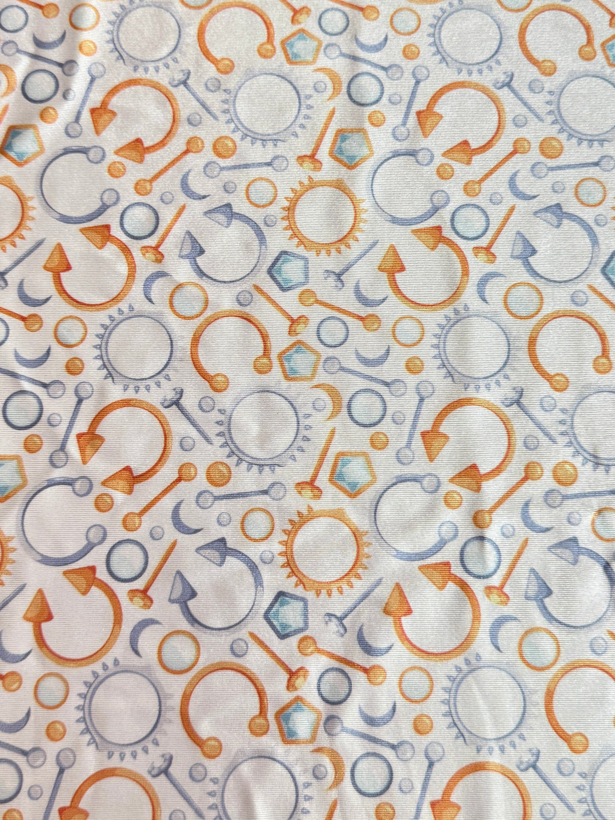 Printed Nylon Spandex White Abstract Piercing