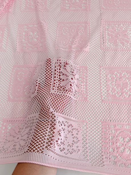 Stretch Crochet Knit Baby Pink Geometric
