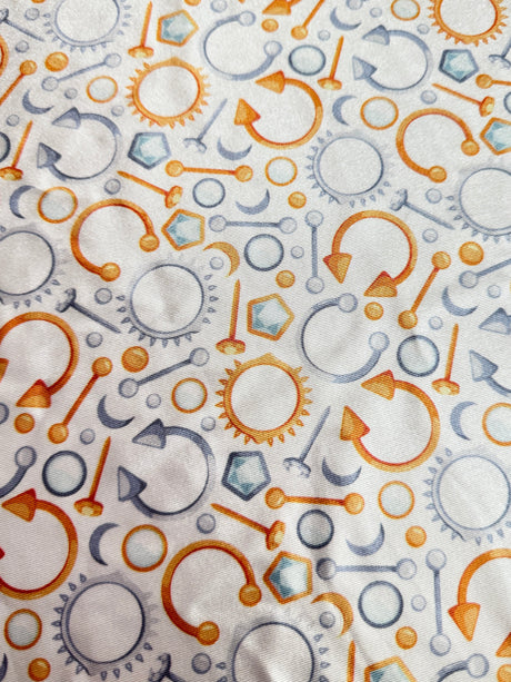Printed Nylon Spandex White Abstract Piercing