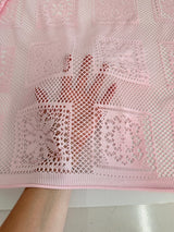 Stretch Crochet Knit Baby Pink Geometric