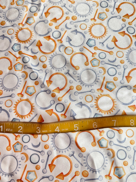 Printed Nylon Spandex White Abstract Piercing