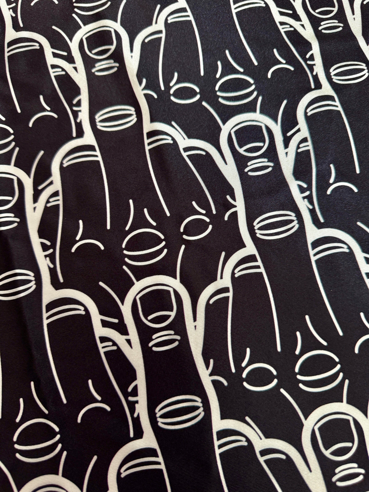 Printed Nylon Spandex Black & White Middle Finger