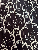 Printed Nylon Spandex Black & White Middle Finger