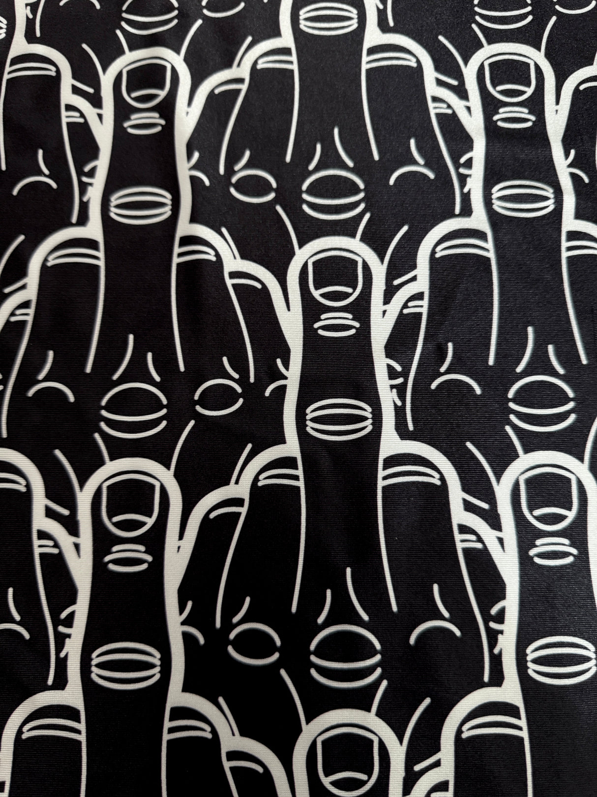 Printed Nylon Spandex Black & White Middle Finger