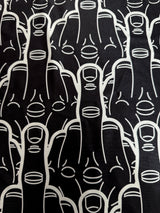 Printed Nylon Spandex Black & White Middle Finger